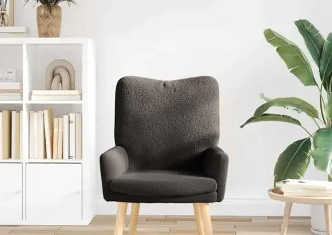 Fotoliu de relaxare, gri închis, material similar lână - 3/5