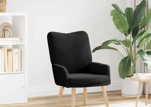 Fotoliu de relaxare, negru, material similar lână - 1/5