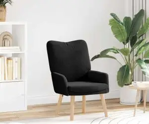 Fotoliu de relaxare, negru, material similar lână