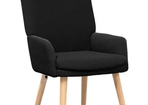 Fotoliu de relaxare, negru, material similar lână - 2/5