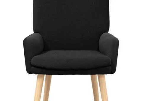 Fotoliu de relaxare, negru, material similar lână - 4/5