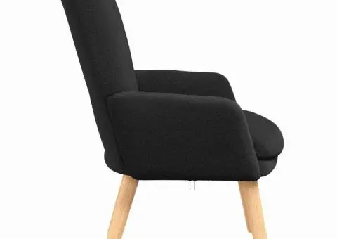 Fotoliu de relaxare, negru, material similar lână - 5/5