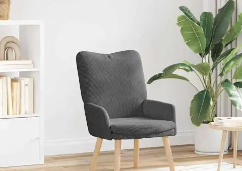 Fotoliu de relaxare, gri închis, material raiat - 1/5