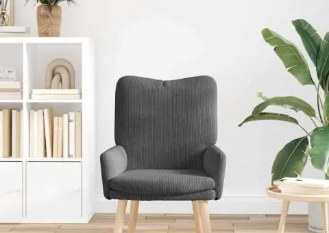 Fotoliu de relaxare, gri închis, material raiat - 3/5