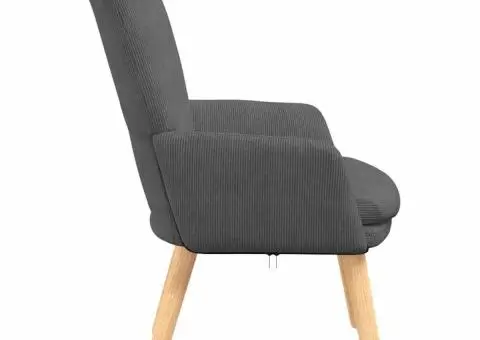 Fotoliu de relaxare, gri închis, material raiat - 5/5