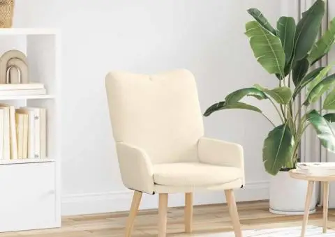 Fotoliu de relaxare, crem, material raiat - 1/5