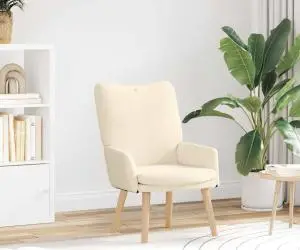 vidaXL Fotoliu de relaxare, crem, material raiat
