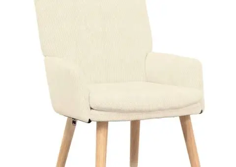 Fotoliu de relaxare, crem, material raiat - 2/5