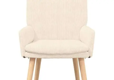 Fotoliu de relaxare, crem, material raiat - 4/5