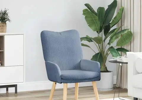 Fotoliu de relaxare, albastru, material raiat - 1/5