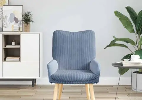 Fotoliu de relaxare, albastru, material raiat - 3/5