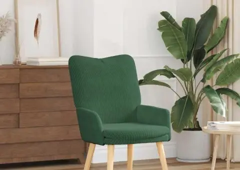 Fotoliu de relaxare, verde junglă, material raiat - 1/5