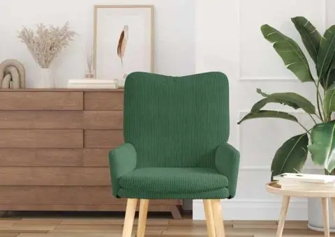 Fotoliu de relaxare, verde junglă, material raiat - 3/5