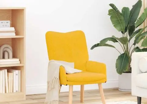 Fotoliu de relaxare, galben deschis, material raiat - 1/5