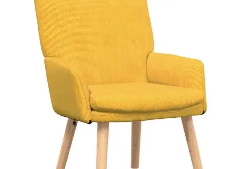 Fotoliu de relaxare, galben deschis, material raiat - 2/5