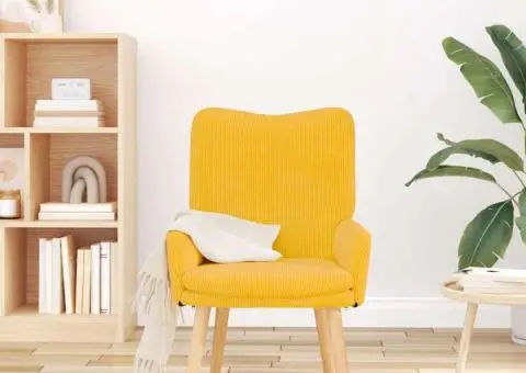 Fotoliu de relaxare, galben deschis, material raiat - 3/5