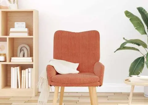 Fotoliu de relaxare, portocaliu roșiatic, material raiat - 3/5