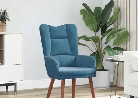 Fotoliu de relaxare, albastru, catifea - 1/5