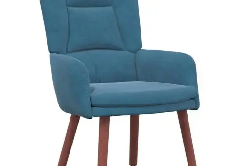 Fotoliu de relaxare, albastru, catifea - 2/5