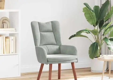 Fotoliu de relaxare, gri deschis, catifea - 1/5