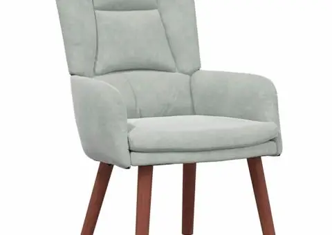 Fotoliu de relaxare, gri deschis, catifea - 2/5