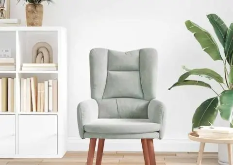 Fotoliu de relaxare, gri deschis, catifea - 3/5