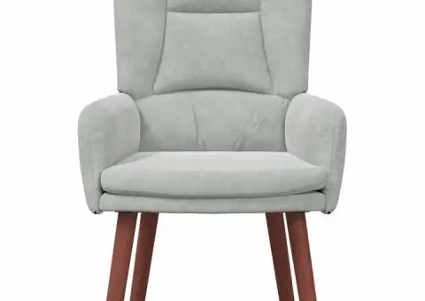 Fotoliu de relaxare, gri deschis, catifea - 4/5