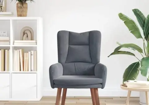 Fotoliu de relaxare, gri închis, catifea - 3/5