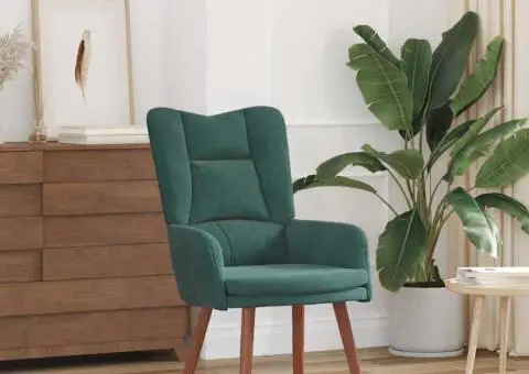 Fotoliu de relaxare, verde închis, catifea - 1/5