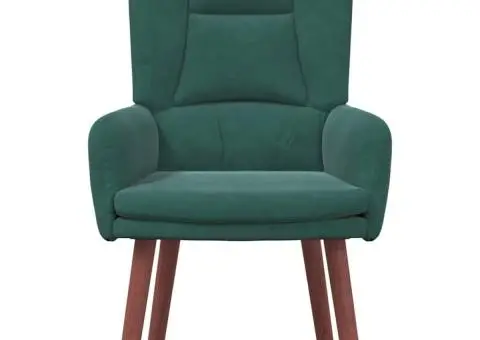 Fotoliu de relaxare, verde închis, catifea - 4/5