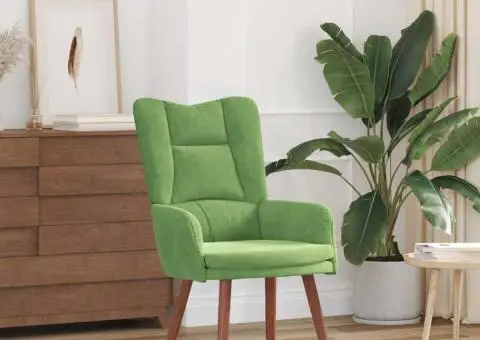 Fotoliu de relaxare, verde deschis, catifea - 1/5