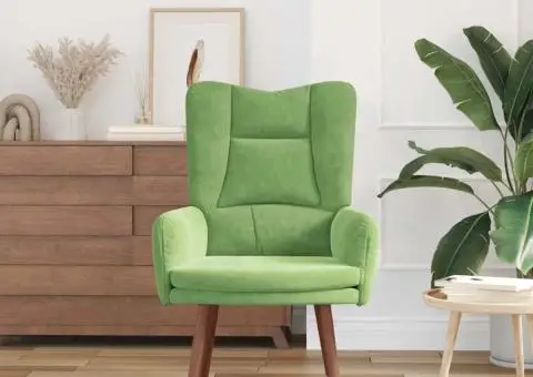 Fotoliu de relaxare, verde deschis, catifea - 3/5