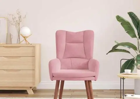 Fotoliu de relaxare, roz, catifea - 3/5