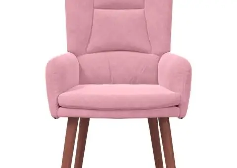 Fotoliu de relaxare, roz, catifea - 4/5