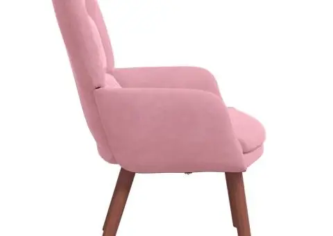 Fotoliu de relaxare, roz, catifea - 5/5