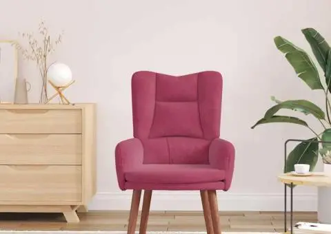 Fotoliu de relaxare, bordo, catifea - 3/5