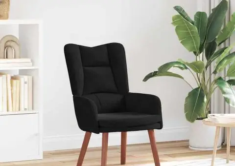 Fotoliu de relaxare, negru, catifea - 1/5