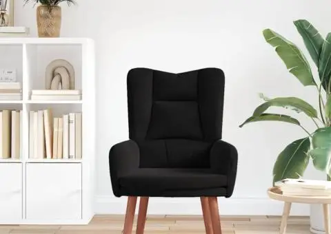 Fotoliu de relaxare, negru, catifea - 3/5