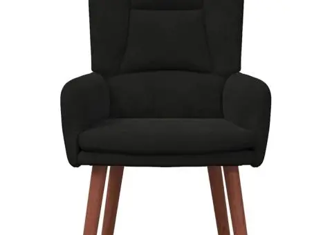 Fotoliu de relaxare, negru, catifea - 4/5