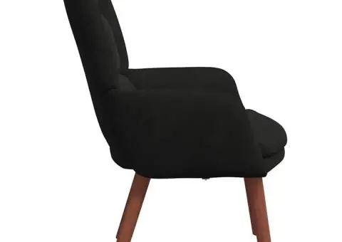 Fotoliu de relaxare, negru, catifea - 5/5