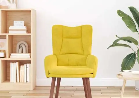 Fotoliu de relaxare, galben, catifea - 3/5