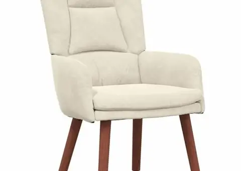 Fotoliu de relaxare, crem, catifea - 2/5