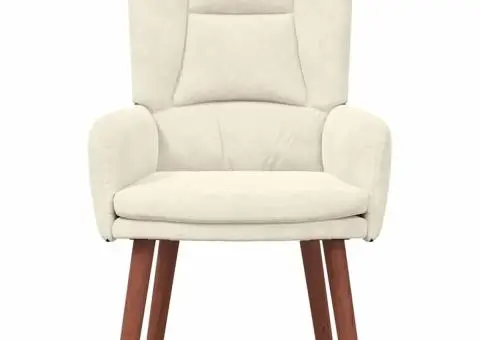 Fotoliu de relaxare, crem, catifea - 4/5