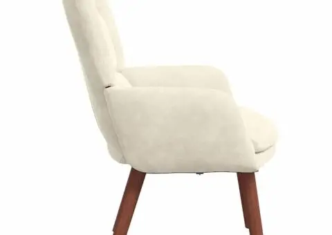 Fotoliu de relaxare, crem, catifea - 5/5