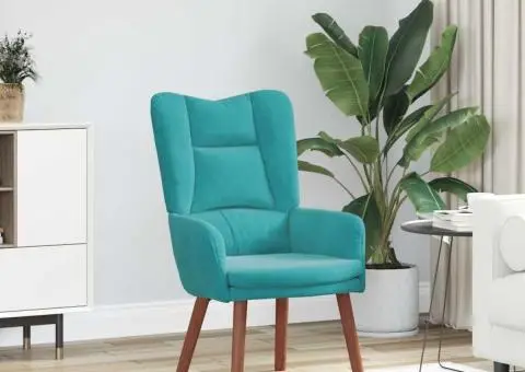 Fotoliu de relaxare, turcoaz, catifea - 1/5