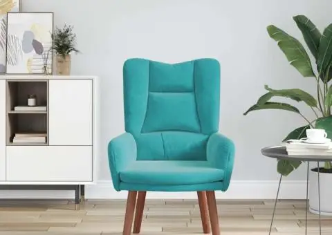Fotoliu de relaxare, turcoaz, catifea - 3/5