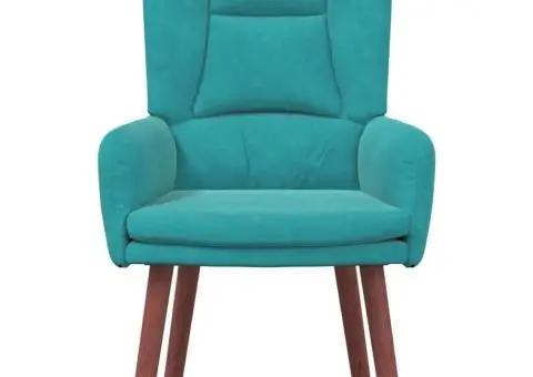 Fotoliu de relaxare, turcoaz, catifea - 4/5
