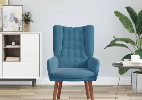 fotoliul de relaxare din velur albastru - 3/5