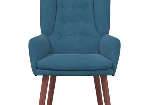 fotoliul de relaxare din velur albastru - 4/5