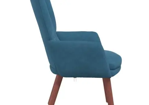 fotoliul de relaxare din velur albastru - 5/5